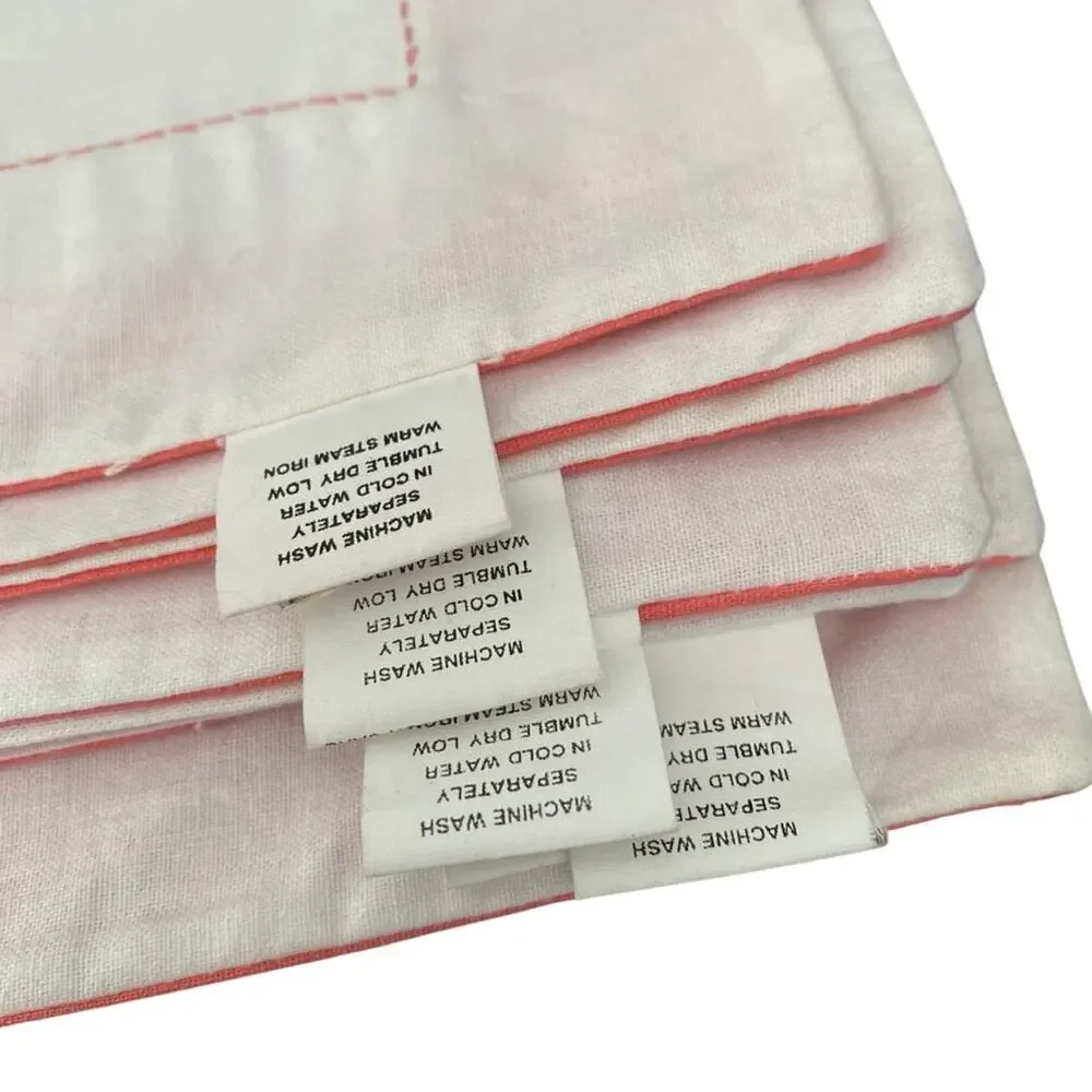 Pottery Barn NWTs Set of 8 Pink and White Placemat with Appliqué Lemon Design